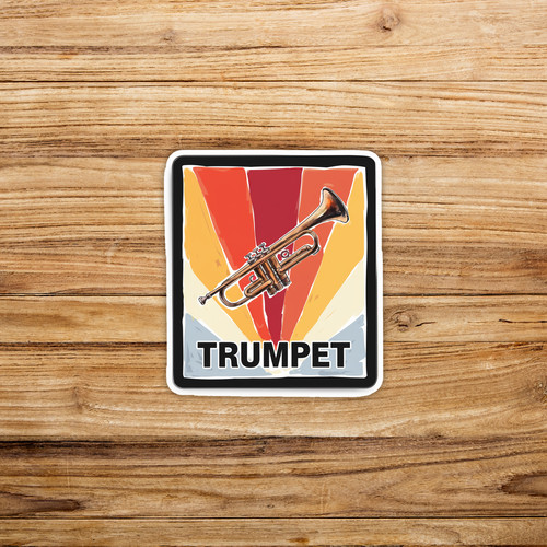 Retro Trumpet Sticker - Musician Gift - Jazz Band Wind Instrument Decal ...
