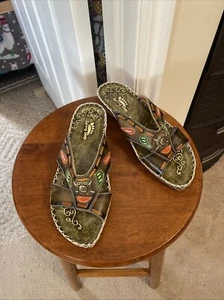 Spring Step Cloves Green Leather Slide Sandals - Size 5.5 -6 (36) - Picture 1 of 6