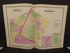 Vermont Rutland County Map Mendon Sherburne Township  1869  Double Page  W7#65
