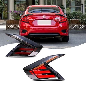 LED Smoke Tail Lights For 2016-2021 Honda Civic Sedan Animation Rear Lamps   - Picture 1 of 4