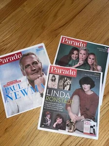 3 Parade Magazines- Paul Newman Sept 18, 22 Linda Rondstadt Bette Midler Parker - Imagen 1 de 4