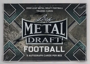 2022 LEAF METAL DRAFT FOOTBALL FACTORY SEALED HOBBY BOX **5 AUTOGRAPHS** - Picture 1 of 2