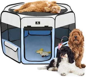 Dog Playpen Portable Pet Play Pens Foldable Exercise Play Tent Kennel Crate - Picture 1 of 6