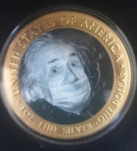 Liberty American Silver Eagle 1oz Colorized 2020 Einstein Face Mask - Bild 1 von 3