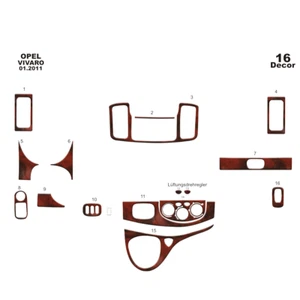 Opel Vivaro 2011 16Pcs Fit Interior Dash Trim Cover Kit Wood - Imagen 1 de 14