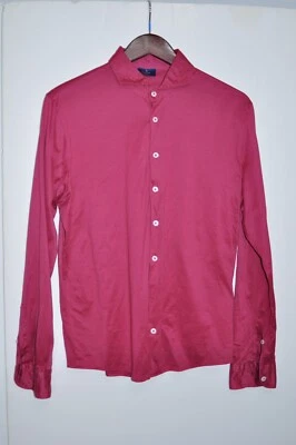 Barba Napoli Slim-Fit Solid Red Button Down Knit Jersey Cotton Shirt M EU 50 - Image 1 of 4