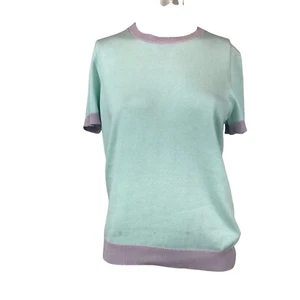 BROOKS BROTHER - WOMEN'S MEDIUM - MINT SHORT SLEEVE ROUND NECK COTTON SWEATER - Picture 1 of 6