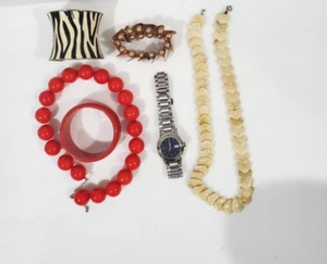 Lot of 4 Pieces of Jewelry - 3 Bracelets, 1 watch & 2 Necklace . - Picture 1 of 6