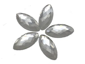 50 klare facettierte Pferdeaugen Flatback Glas Kristall Strass Edelstein 10 x 20 mm ohne Loch - Bild 1 von 6