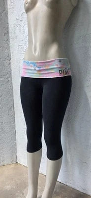 Y2K Victoria's Secret Pink Fold Over Crop Yoga Pants Lowrise Womens  XS - Image 1 of 4
