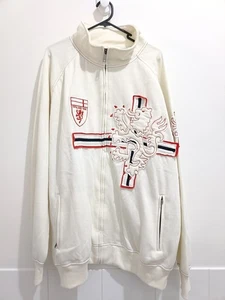 Vintage Daniel Lei Mens England 66 Full Zip Sweatshirt Off White Streetwear 4XL - Picture 1 of 9