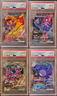 PSA10 Team Rocket's Moltres Mewtwo Nidoking Crobat SAR SEQ set SV10 Pokemon - Image 1 of 4