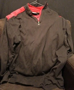 Spyder Men's Sweater Jacket 1/4 Zip Black & Red XL Cotton  - Picture 1 of 8