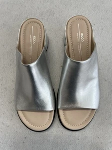 Neu Ecco Lx 35 Leder Sandalen Metallic Silber Größe 10 175 $. - Bild 1 von 6