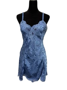 Vintage 1991 Victoria’s Secret Gold Label Negligee Spitzenbesatz blau Medium Nachthemd - Bild 1 von 10