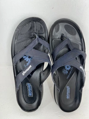 Aerosoft Kumo Strappy Slides EU38 US 7 Blue Flip Flop Sandals Womens Slide - Image 1 of 2