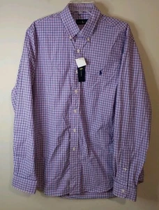 Neu mit Etikett Ralph Lauren Hemd Herren Large Langarm Button-Down rot/blau kariert - Bild 1 von 10