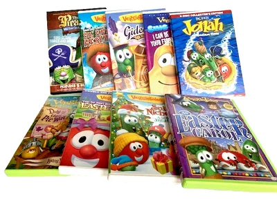 9 x VeggieTales Veggie Tales DVDs Saint Nicholas, Easter Carol, Gideon, Jonah - Image 1 of 3