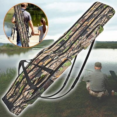 MARKENLOS Angeltasche Rutentasche Rutenfutteral 150cm Angelrutentasche mit 3 Rutenfächern