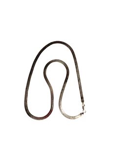 Vintage breite 5 mm silberfarbene Fischgrät Kette Halskette 24" Mode Kostüm GUC - Bild 1 von 24