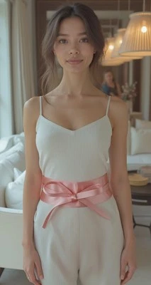 Women Pink Wrap Around Shiny Fabric Wide Tie Belt Hip High Waist Adjustable S M - Image 1 of 4