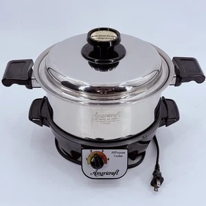 VTG. Americraft 4 Quart Stainless Steel Pot w/ Lid & All Purpose Electric Cooker - Picture 1 of 10