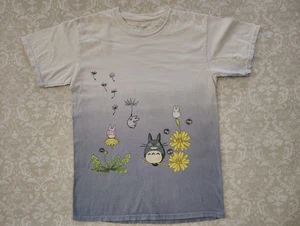 My Neighbor Totoro Anime Shirt Mens Medium Studio Ghibli Ombre Blue Flowers - Picture 1 of 4