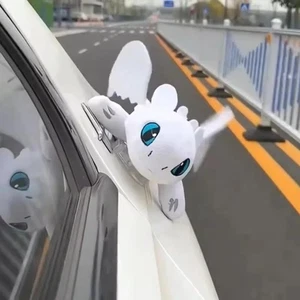 Toothless Dragon Cartoon Plush Car Roof Exterior Decoration Suction Cup Helmet - Foto 1 di 26