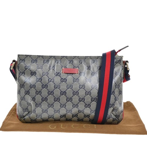 Borsa a tracolla Gucci modello GG cristallo rivestimento tela pelle blu rosso 88EE439