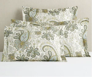 Pottery Barn Charlie Paisley Floral Cotton Blue Green STANDARD Pillow Sham One - Picture 1 of 6
