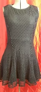 Elizabeth and James Black Fishnet Stretch Fit & Flare Sleeveless Dress Large - Picture 1 of 6
