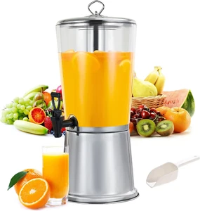 Cold and Hot Beverage Dispenser with Ice Container, 2.2 Gallon Stainless Steel D - Picture 1 of 8