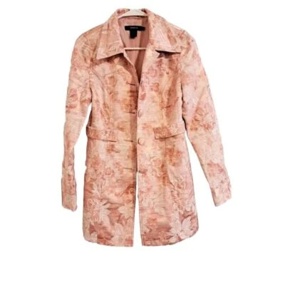 Chaqueta Abrigo Largo Tapiz Floral Brillo Metálico Rosa Arden B Talla S Barbie Core Foto 1 de 4