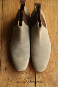 Grenson Grey Suede Chelsea Boots Shoes Mens UK 8 F US 9 EU 42 - Picture 1 of 11