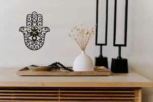 Hamsa Hand Wall Clock - Large Design - Silent Quartz Movement - Australian Made - Picture 1 of 6