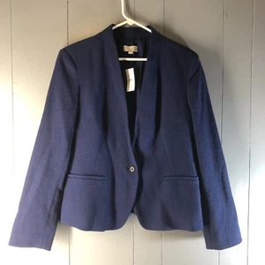 Ann Taylor Loft Damen Blazer Jacke Ein Knopf Größe 14 Marineblau Neu mit Etikett - Bild 1 von 9