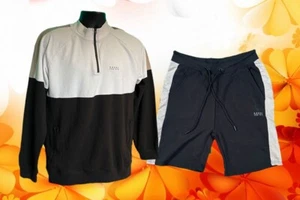 Bohoo MAN Active 1/4 Zip Short set in Black&White RRP£29.99 - Picture 1 of 5