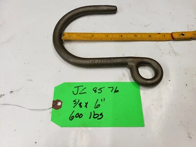 LMHE JC8576 600 lb Steel Foundry Lifting J-Hook 5/8"  x 6" Reach MADE USA - Image 1 of 3