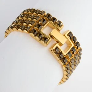 Swarovski Rauchkristall goldfarben 4 Strang Tennis Wickelarmband 6,75" l - Bild 1 von 5