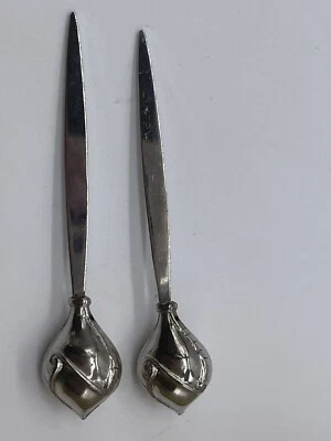 2 Vintage Repousse Sterling Silver Rhodium Finish Hors Doeuvres Picks #5 - Image 1 of 3
