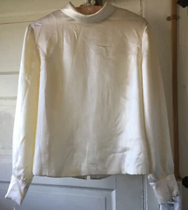 Vintage NWT Silk and Acetate Robinson's Handmacher Vogel Inc. Ivory Blouse  - Picture 1 of 7