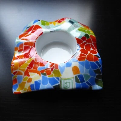 BOUGEOIR GAUDI porcelaine Art Trencadis Barcelona pour bougie plate chauffe plat - Photo 1/4
