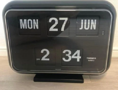 TWEMCO table & wall clock Digital Flip Clock with calendar QD-35 black New Cover