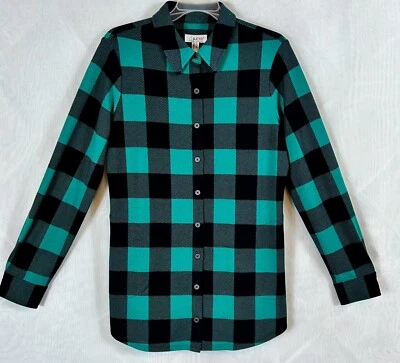 Nueva Chaqueta Camisa Denim & Co Elastizada a Cuadros / Talla XS Foto 1 de 4