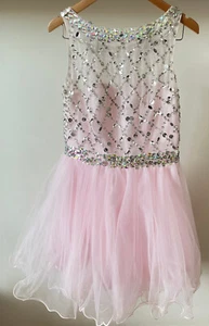 Mädchen rosa Ballkleid mit Pailletten und Tüllrock Alter 10 & Tasche. - Bild 1 von 7