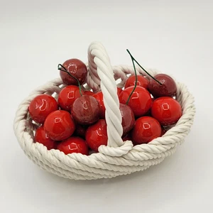Capodimonte Basket of Red Cherries!-Beautiful-Vintage Italian Paste Porcelain - Picture 1 of 11