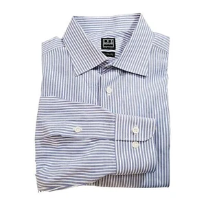 Ike Behar Men's Dress Shirt Blue Stripe Pattern Size 15.5-34/35" - Picture 1 of 4
