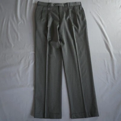 Jos A Bank 36x34 Gray Heather 100% Wool Pleated Cuffed Mens Dress Pants - Image 1 of 4