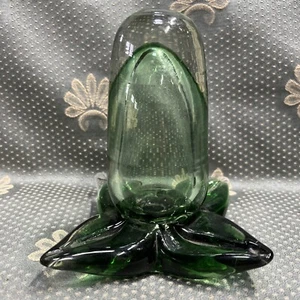 Green Blown Glass Flower Paper Weight? Art Glass - Picture 1 of 4