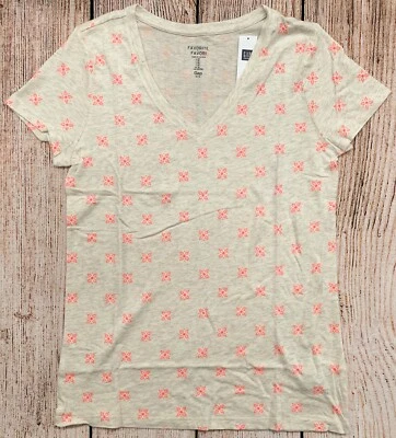 Womens Sz M Favorite V-Neck T-Shirt NWT GAP Oatmeal Heather - 989898 - 3c34 - Image 1 of 2
